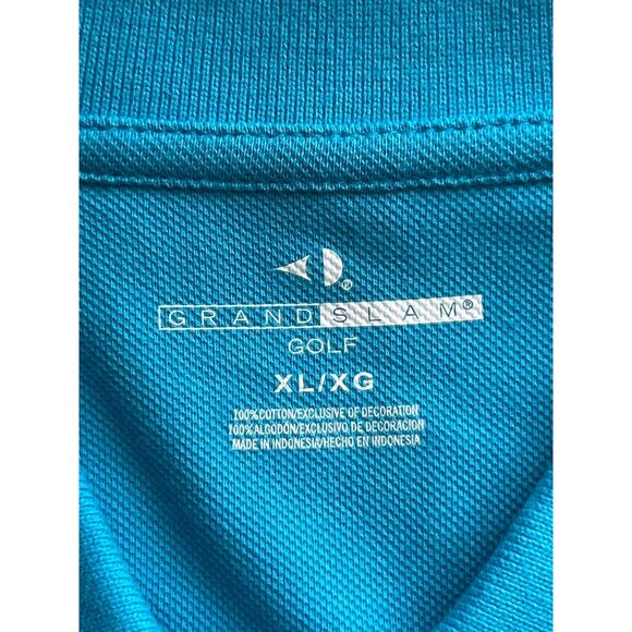 2010 Grand Slam XL Polo Shirt 100% Cotton Teal Blue Embroidered Design - Picture 4 of 7